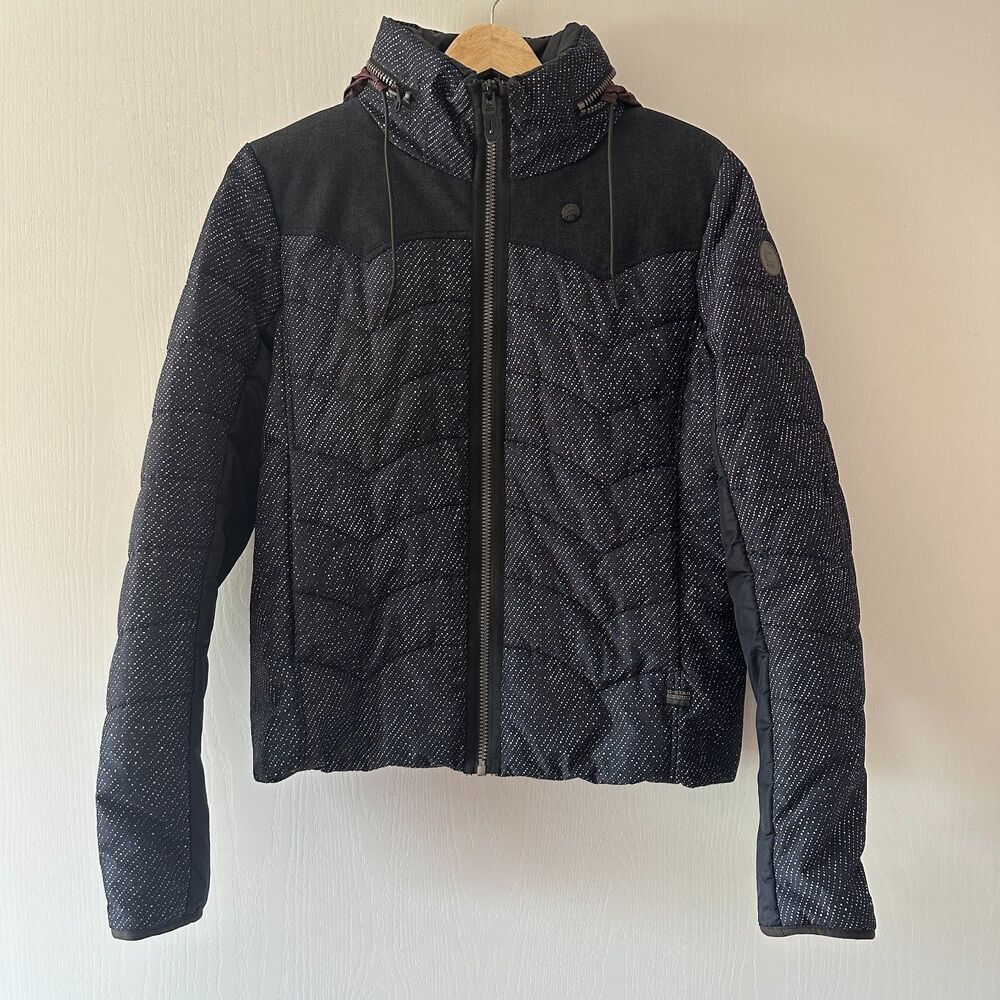 G-STAR RAW Womens Blizzard Tromp‎ Hooded Jacket Coat Black Maroon Size Medium